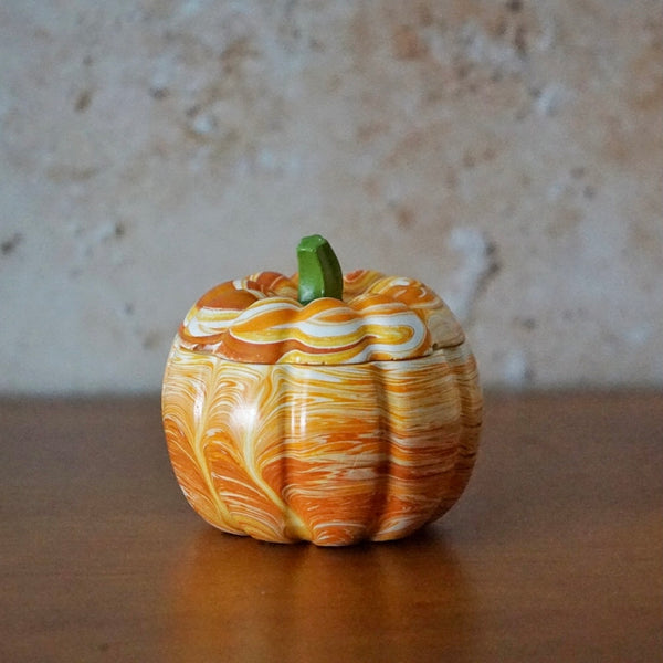 Orange Marble Pumpkin Pot Candle
