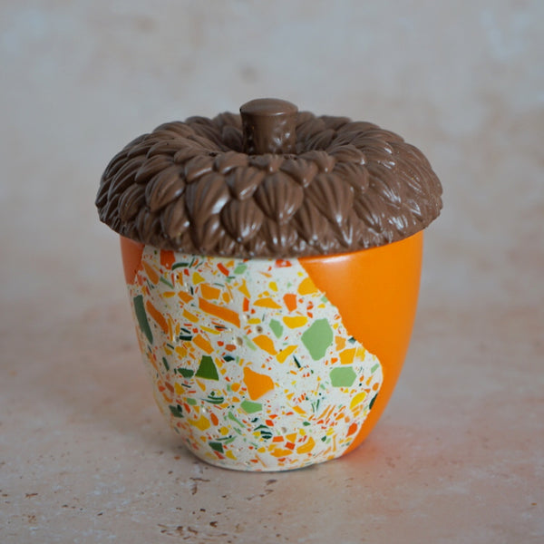Autumn Terrazzo Patchwork Acorn Pot Candle