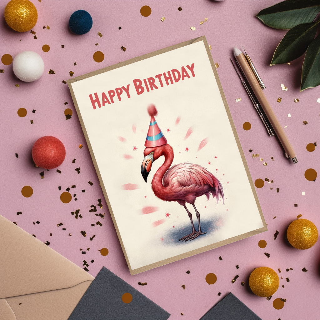 Flamingo Happy Birthday Card