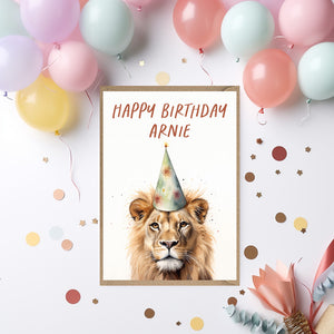Personalised Lion Birthday Card