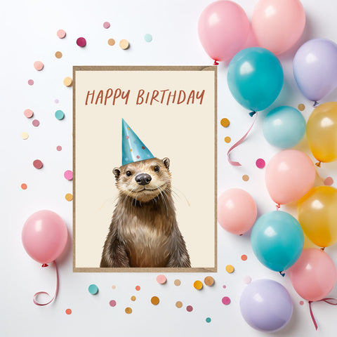 Otter Happy Birthday Card
