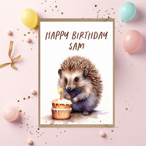 Personalised Hedgehog Birthday Card