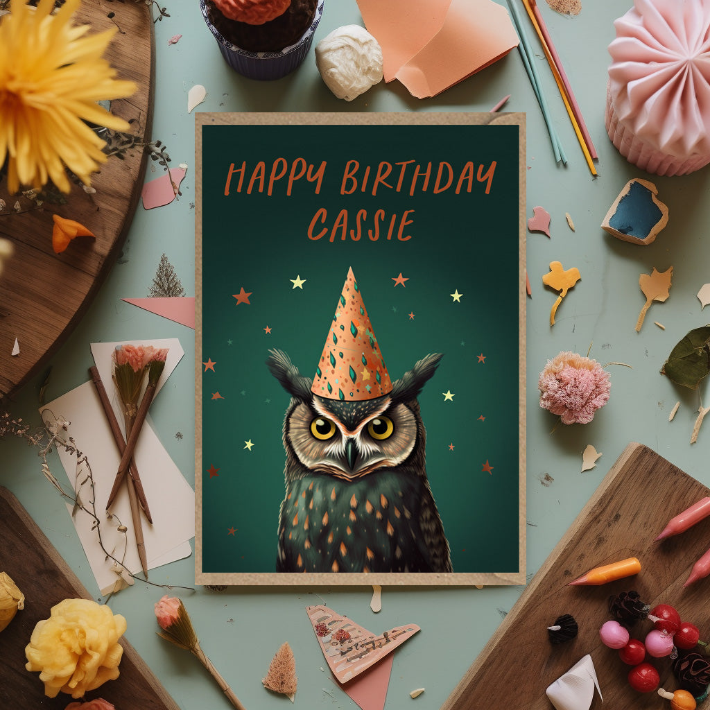 Personalised Owl Birthday Card