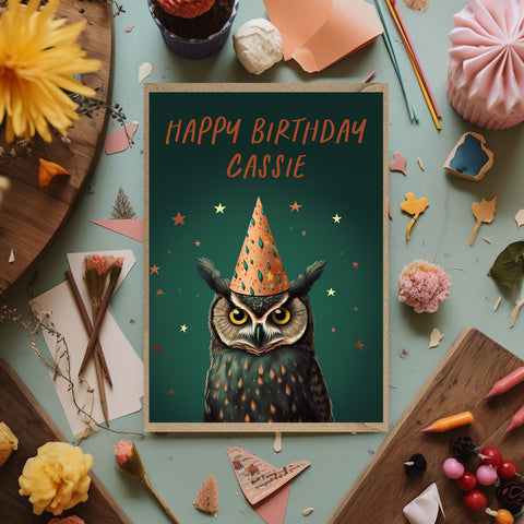 Personalised Owl Birthday Card