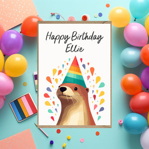 Personalised Otter Birthday Card