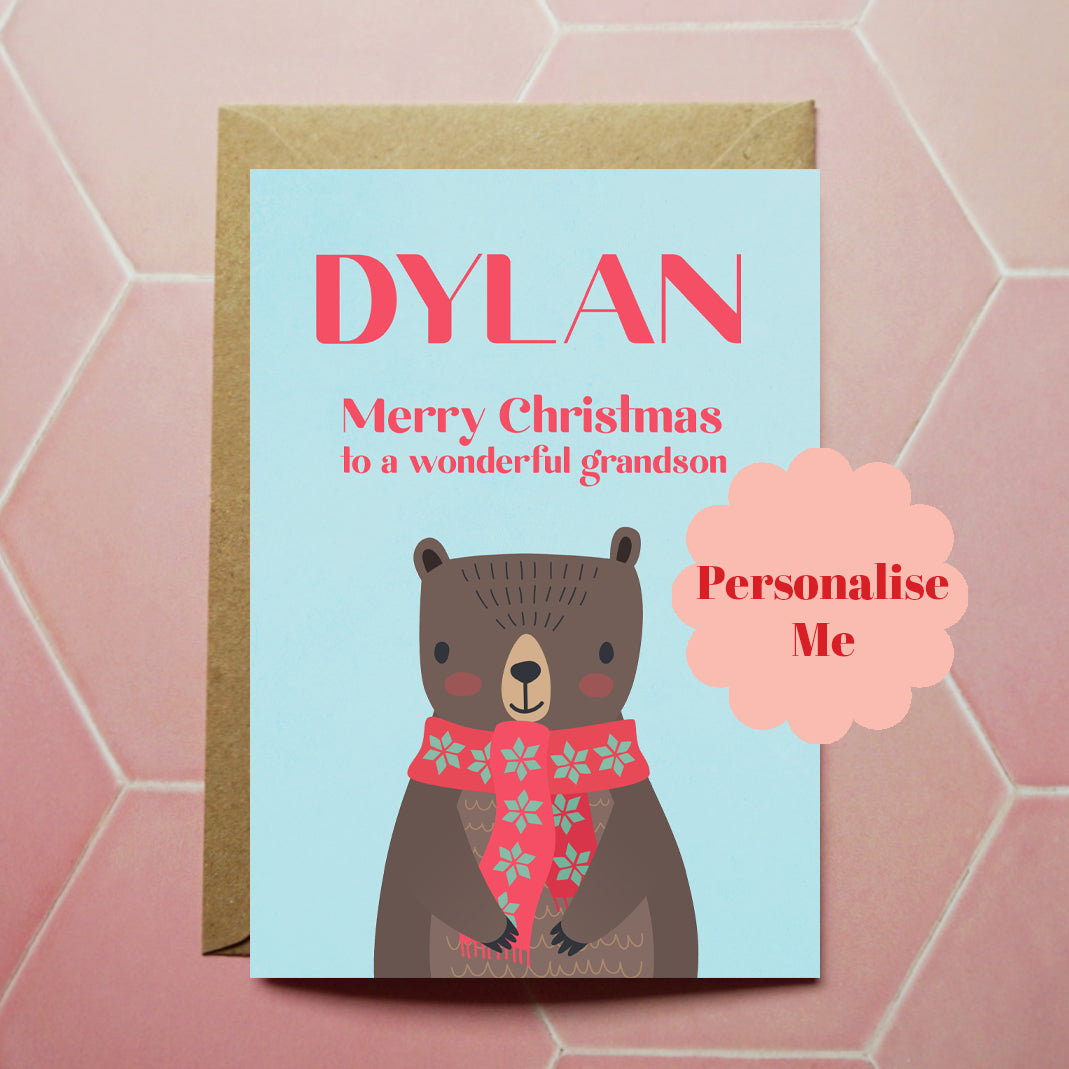 Personalised Bear Christmas Card