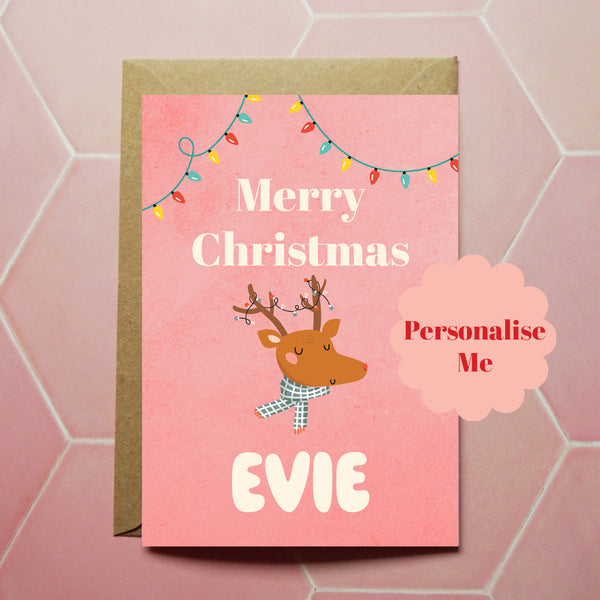 Personalised Reindeer Christmas Card