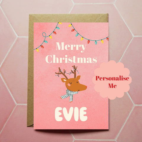 Personalised Reindeer Christmas Card
