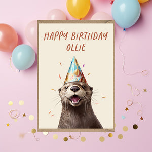 Personalised Otter Birthday Card