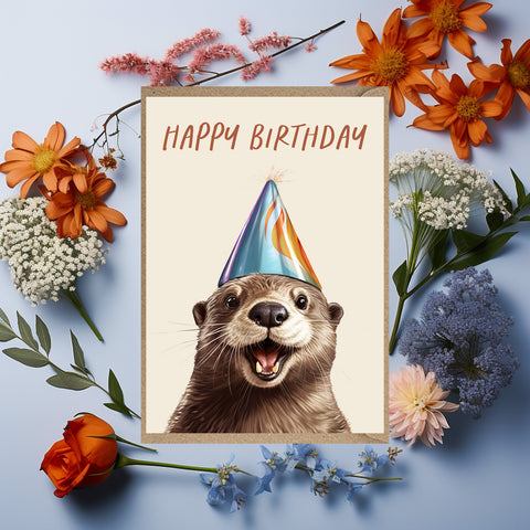 Otter Happy Birthday Card