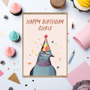 Personalised Pigeon Birthday Card