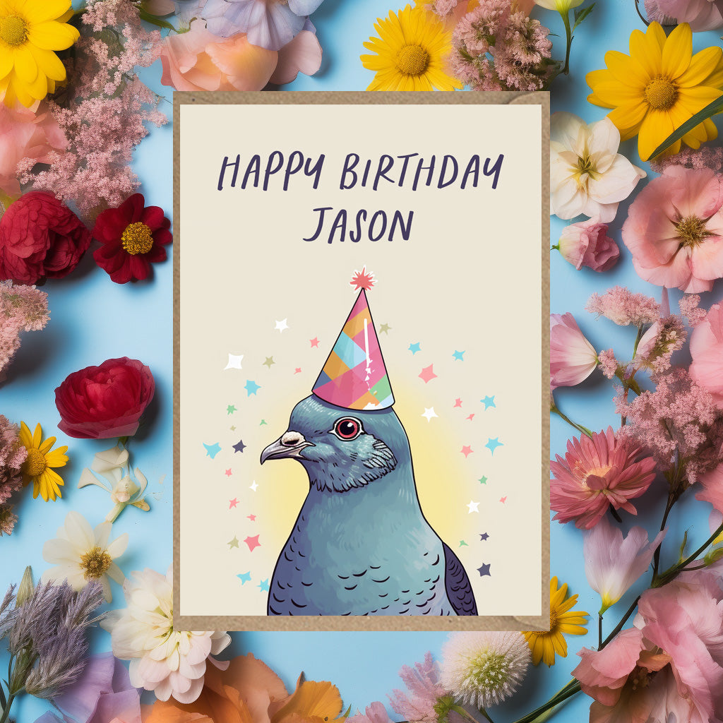 Personalised Pigeon Birthday Card