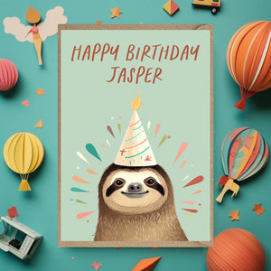 Personalised Sloth Birthday Card
