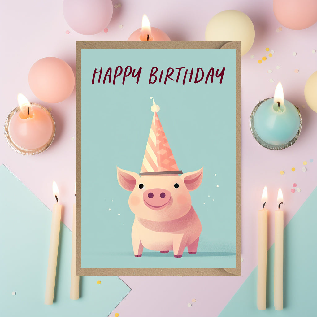 Pig Happy Birthday Card