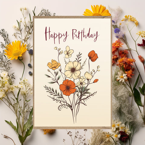 Floral Happy Birthday Card