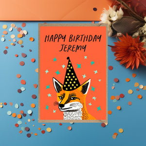 Personalised Fox Birthday Card