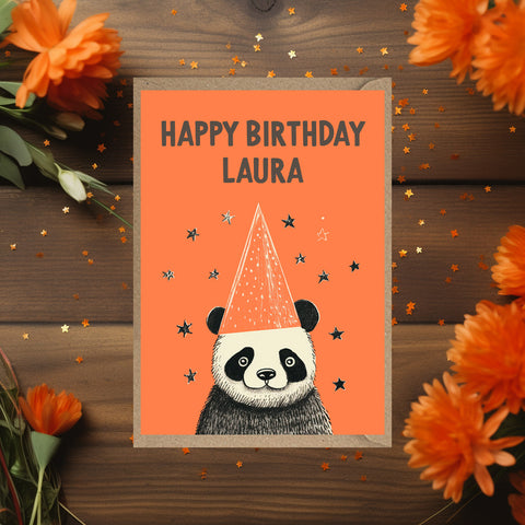 Personalised Panda Birthday Card
