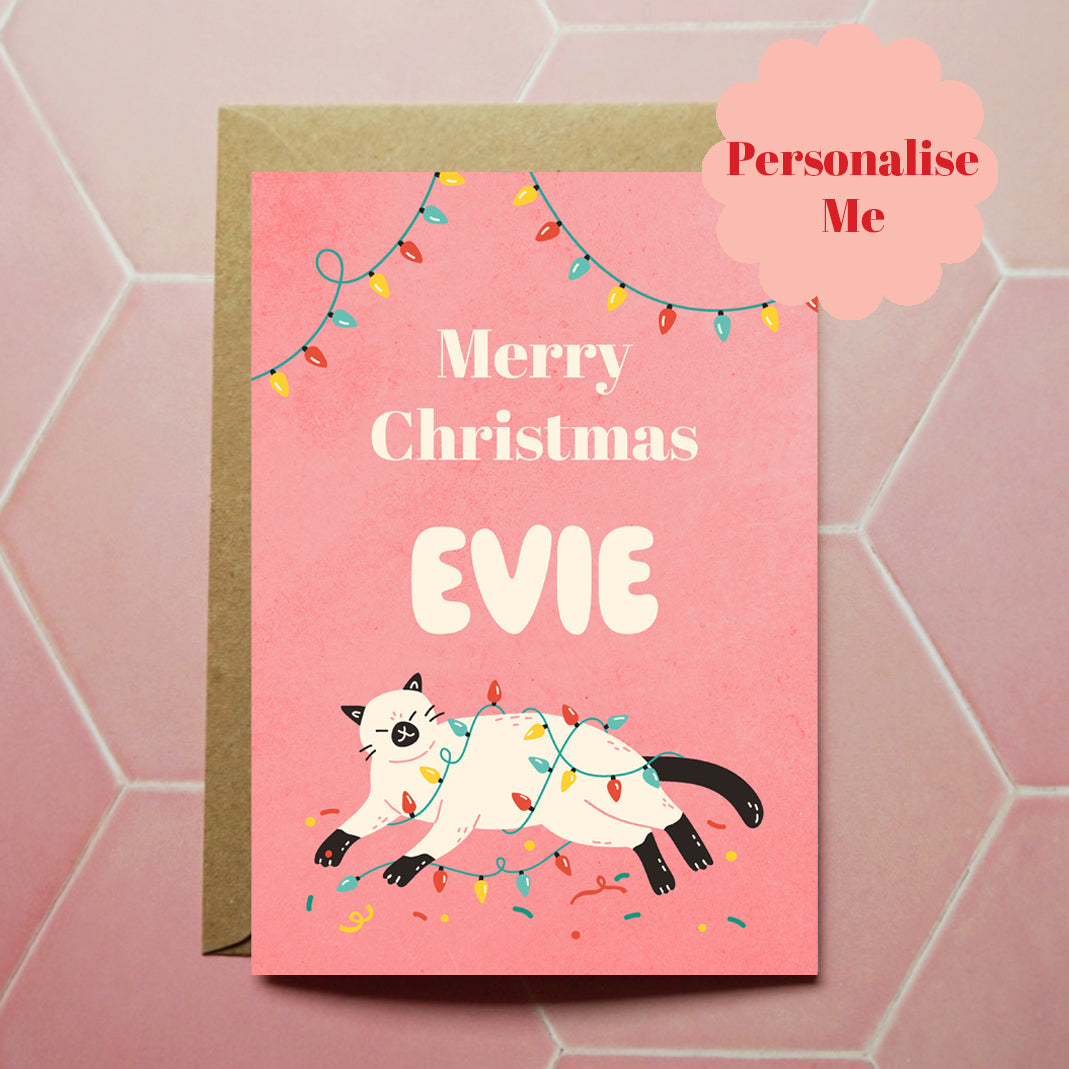Personalised Cat Christmas Card