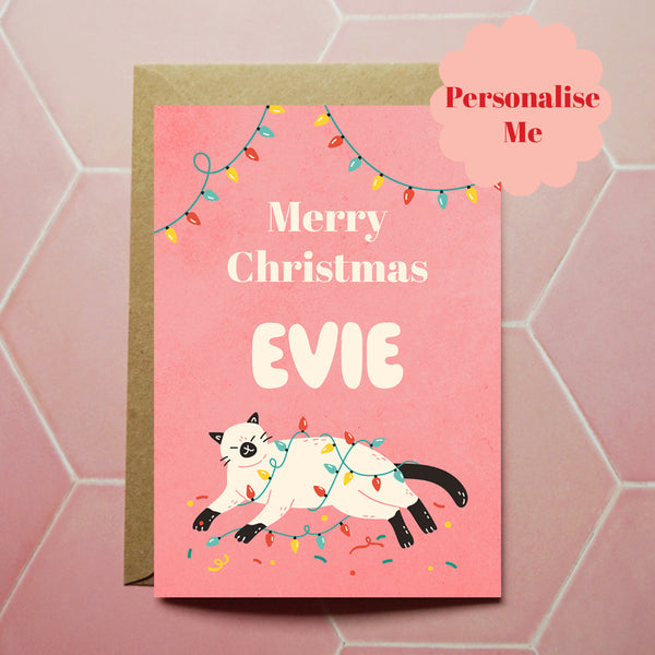Personalised Cat Christmas Card