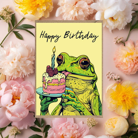 Frog Birthday Cake Card