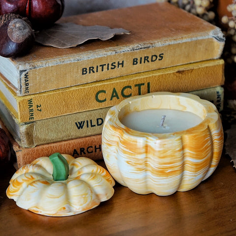 Orange Marble Pumpkin Pot Candle