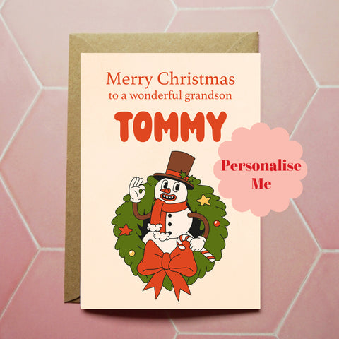 Personalised Snowman Christmas Card