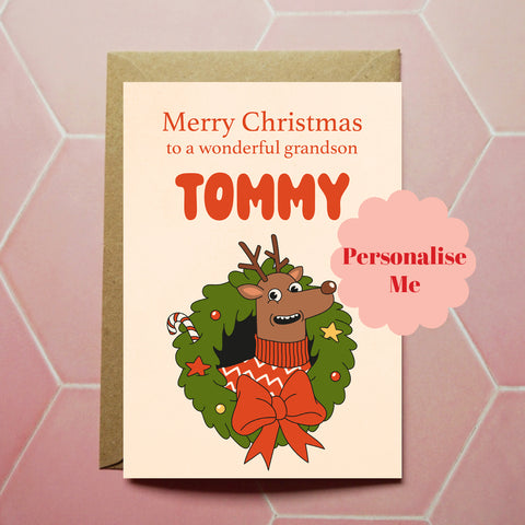 Personalised Reindeer Christmas Card