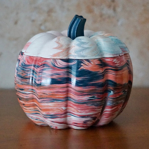 Pink & Blue Marble Pumpkin Pot Candle