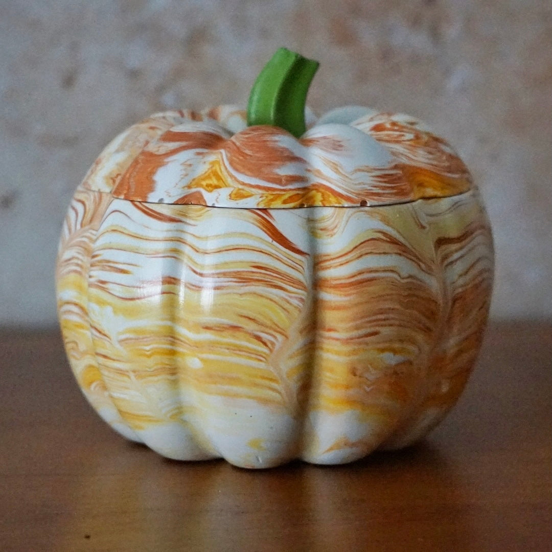 Orange Marble Pumpkin Pot Candle