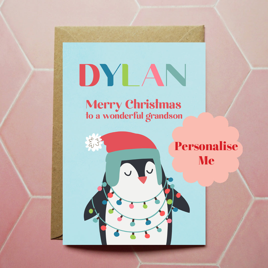 Personalised Penguin Christmas Card