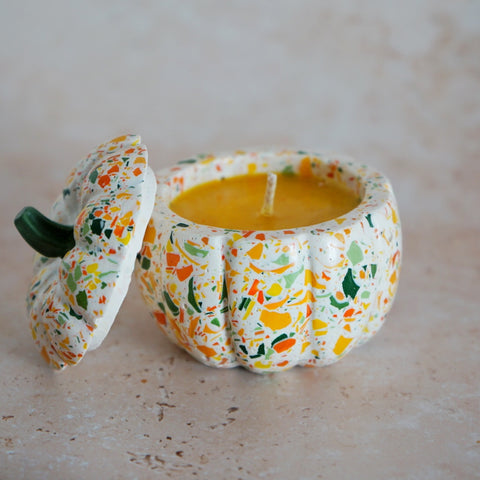 Autumn Terrazzo Pumpkin Pot Candle