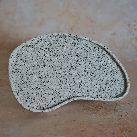 Abstract Jesmonite Tray - Silver Grey Granite