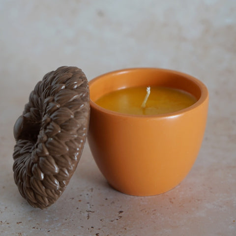 Orange Acorn Pot Candle