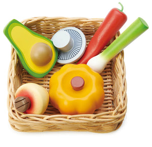 Tender Leaf Veggie Basket | Wooden Play Food Set
