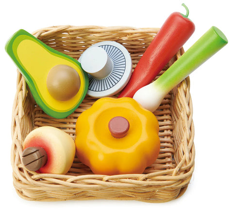 Tender Leaf Veggie Basket | Wooden Play Food Set