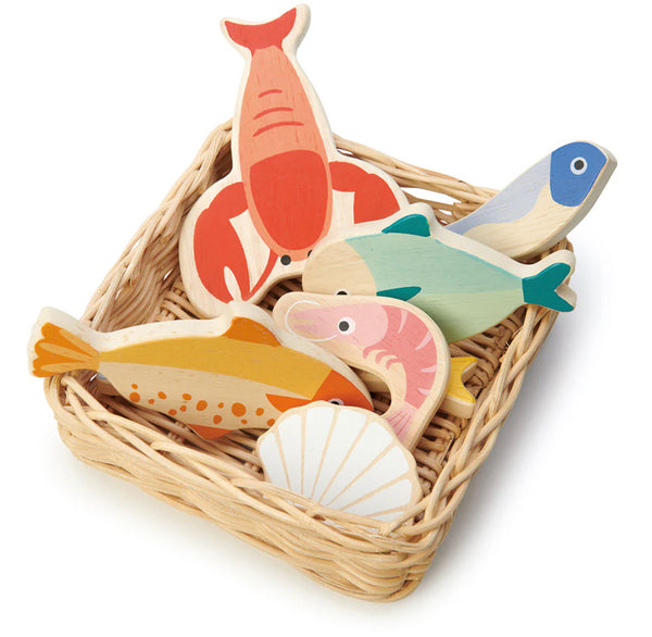 Tender Leaf Fish Basket | Wooden Play Food Set