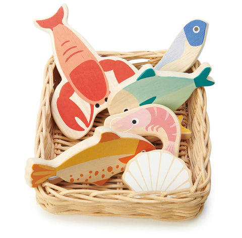 Tender Leaf Fish Basket | Wooden Play Food Set