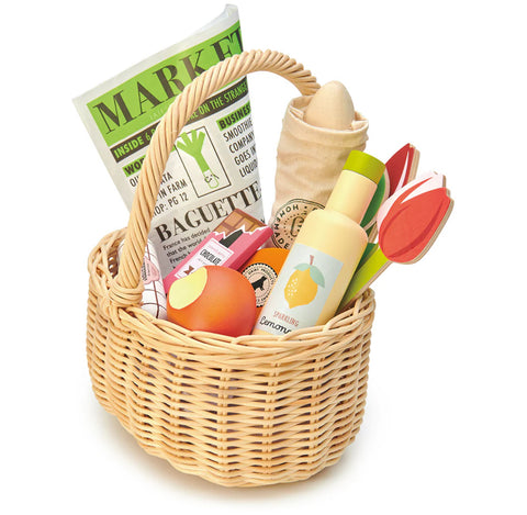 Tender Leaf Wicker Shopping Basket | Wooden Play Food Toy