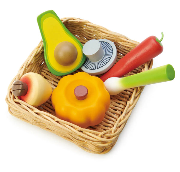 Tender Leaf Veggie Basket | Wooden Play Food Set