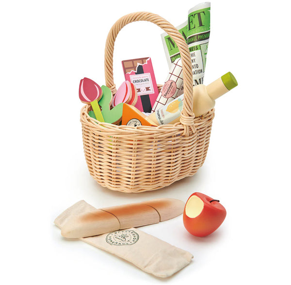 Tender Leaf Wicker Shopping Basket | Wooden Play Food Toy