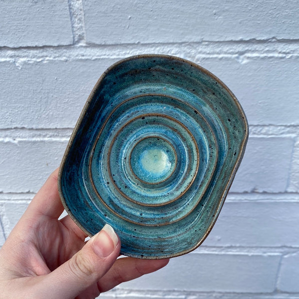 D Moon Ceramics Soap Dish - Aqua